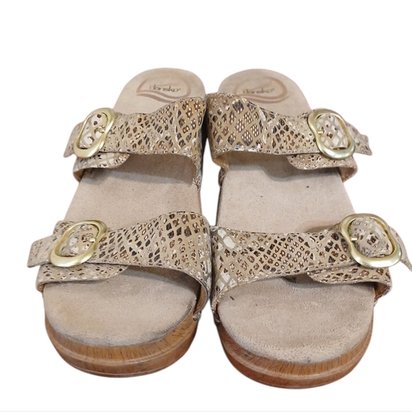 Dansko Snake Embossed Leather Sandals Double Strap Open Toe Mule Sz 8 - Picture 2 of 11